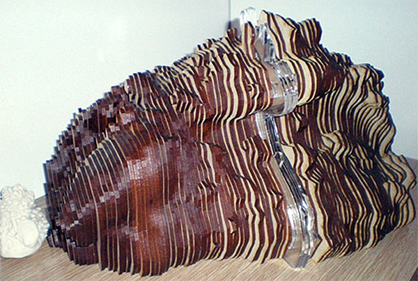 Final sculpture in wood and glass